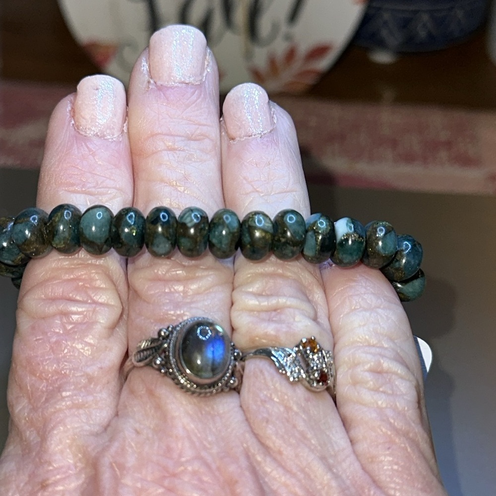 Light Blue Impression Jasper Stretch Bracelet - image 6